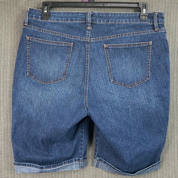 Gloria Vanderbilt Womens 14 Blue Bermuda Denim Shorts All-Around Slimming Effect - Picture 2 of 10
